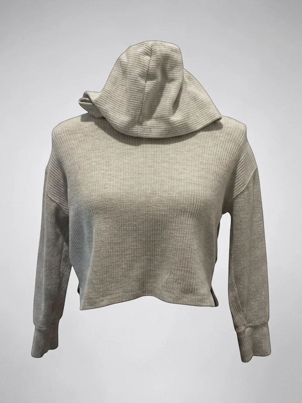 Old Navy Girls' Light Gray Hooded Waffle-Knit Pullover